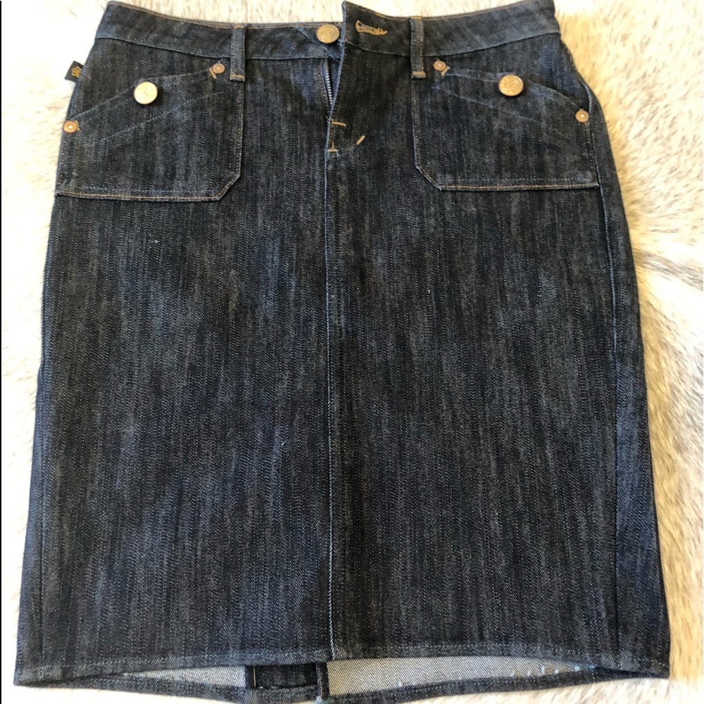 ROCK & REPUBLIC denim pencil skirt gold details
